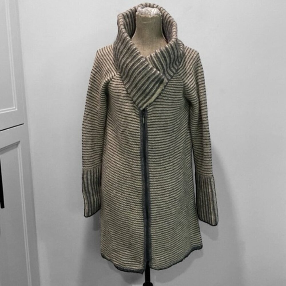 Elisabetta Grey Alapa Wool Zip Sweater Cardigan size large - Picture 3 of 13